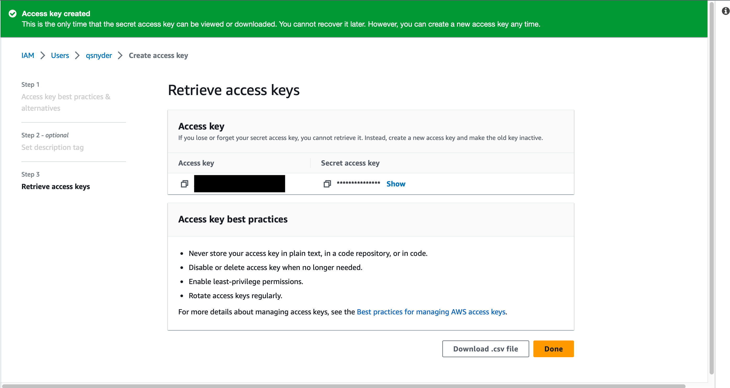 AWS Created Access Key