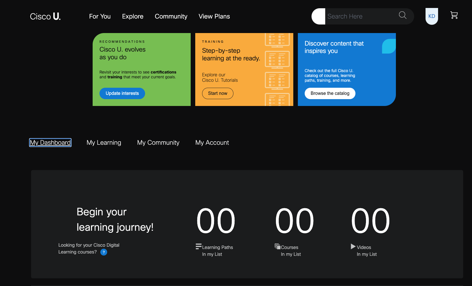 Learner dashboard