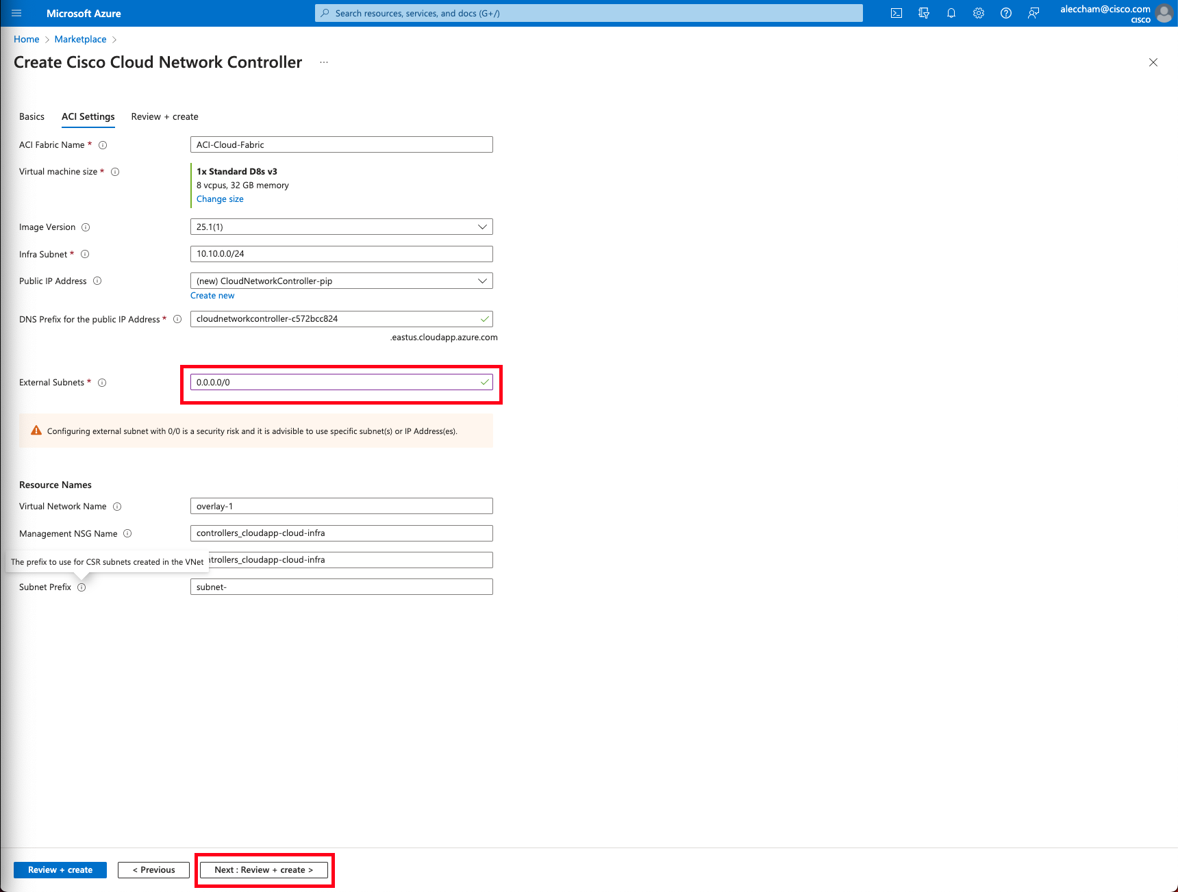 ACI Settings