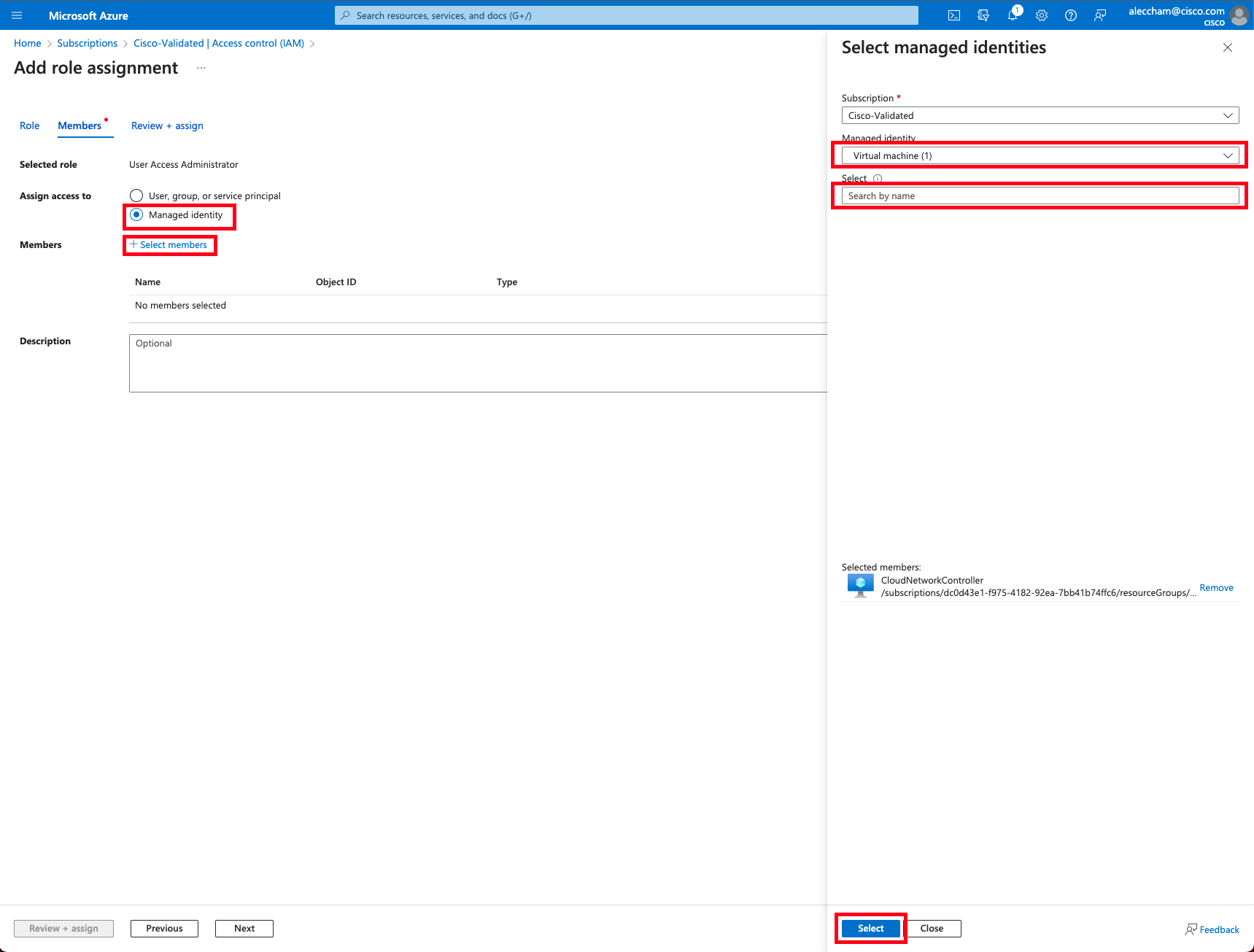 Selecting the correct member VM