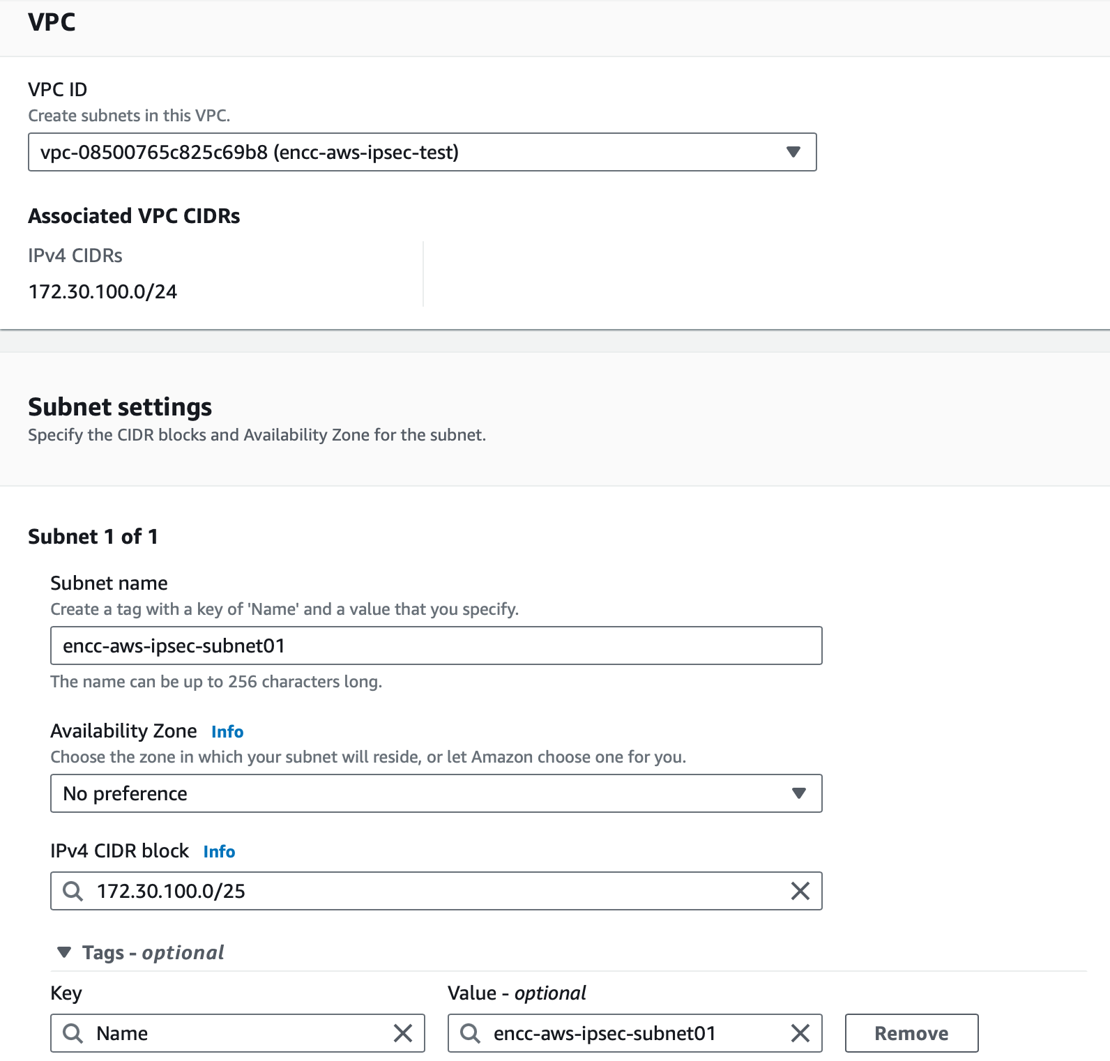 New subnet window