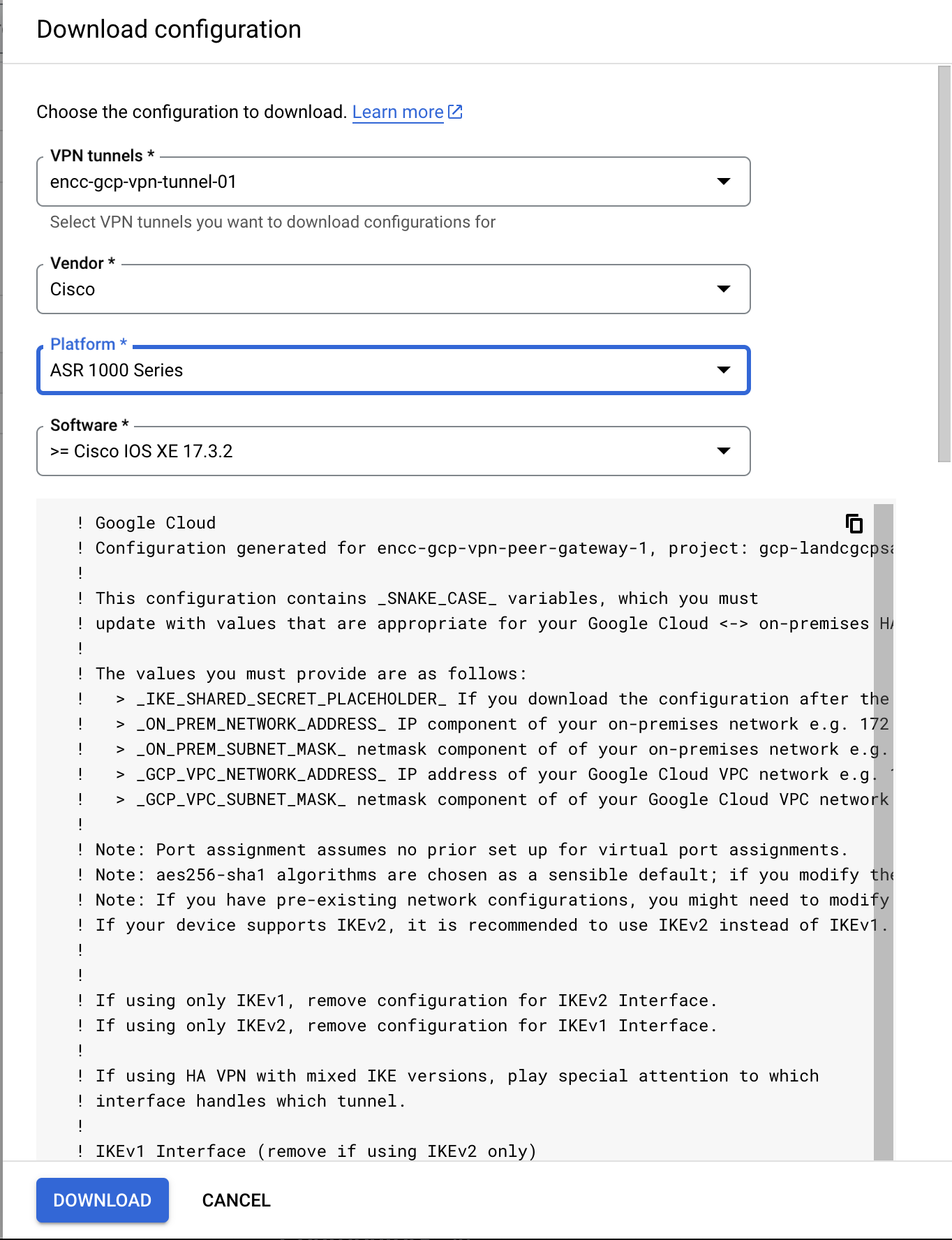 Config download