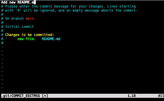 Git Commit VIM Editor