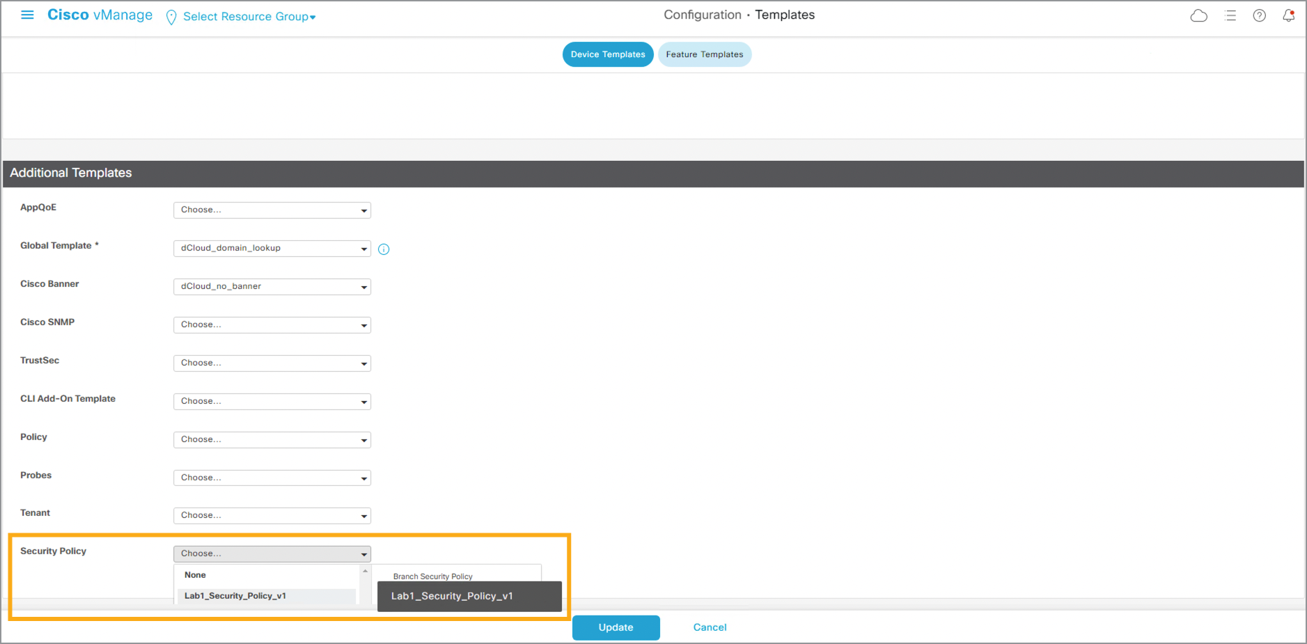 Security Policy Field