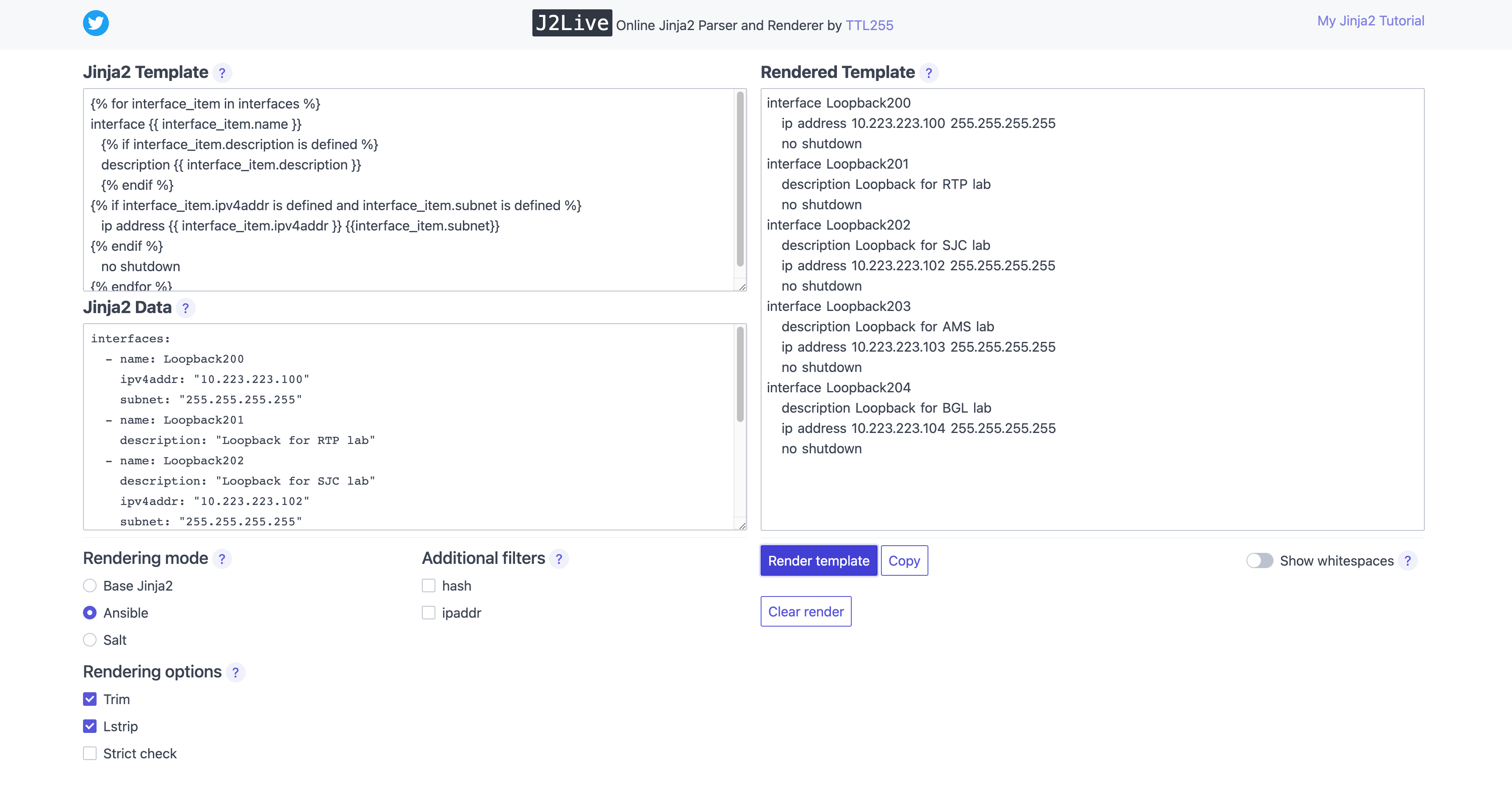 Updated template output with conditionals working