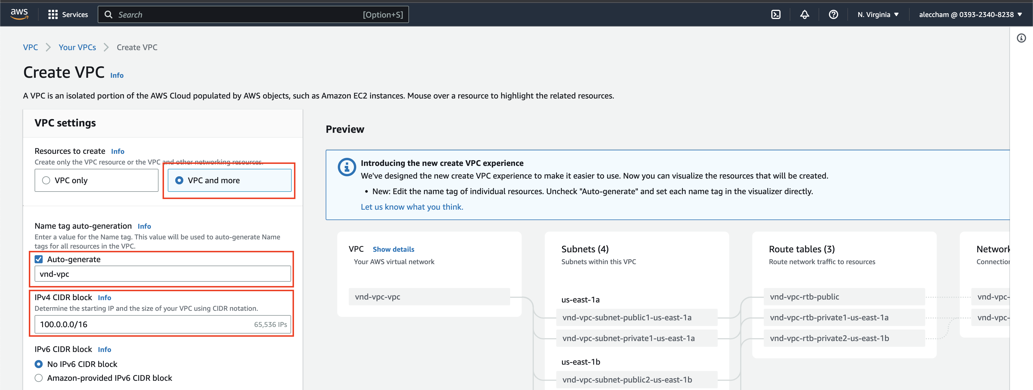 Create a AWS VPC