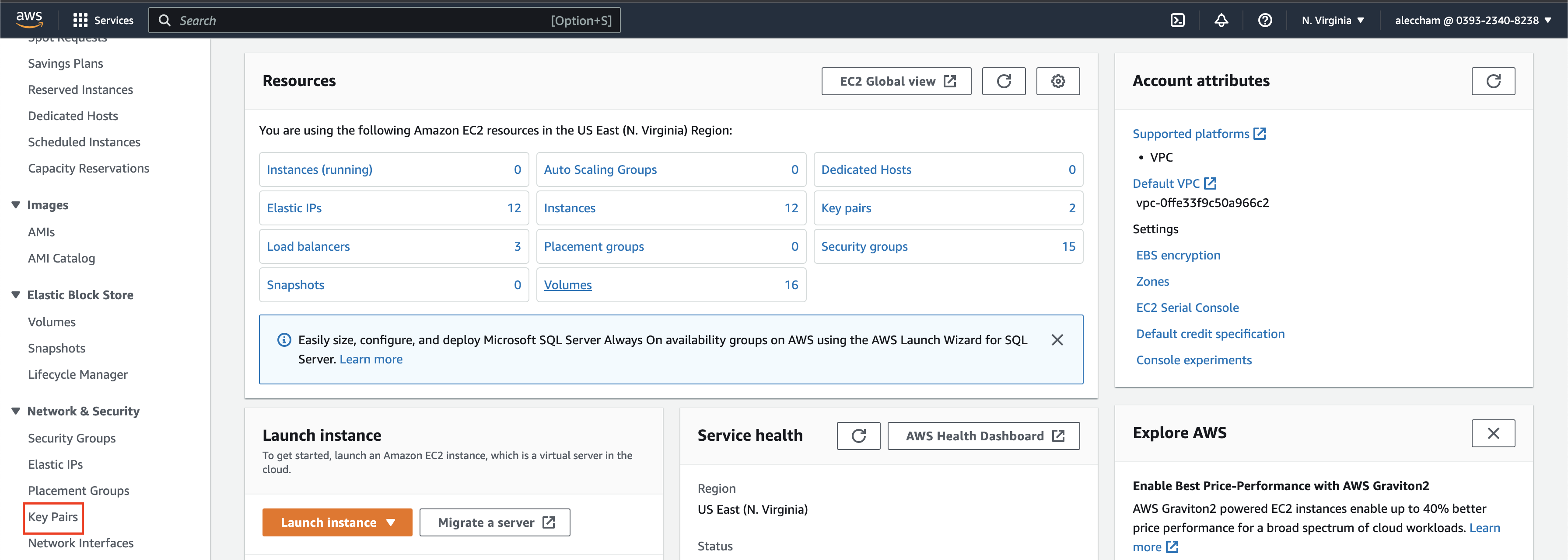 Navigate to EC2 Console and find Key Pairs menu on the left navigation pane