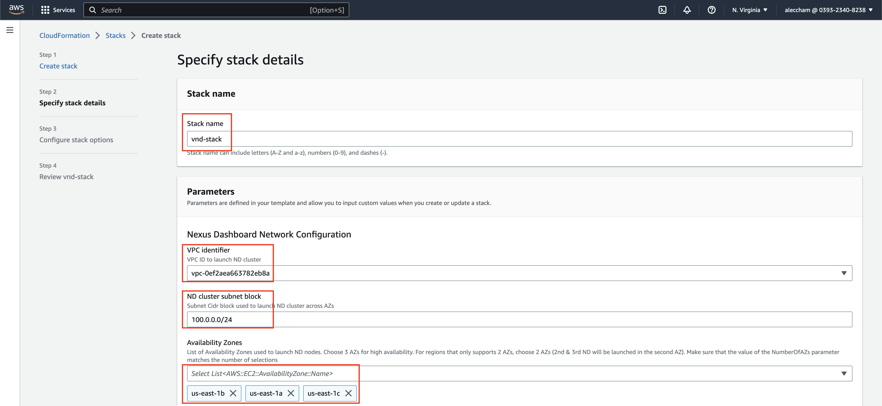 Input of CloudFormation Options