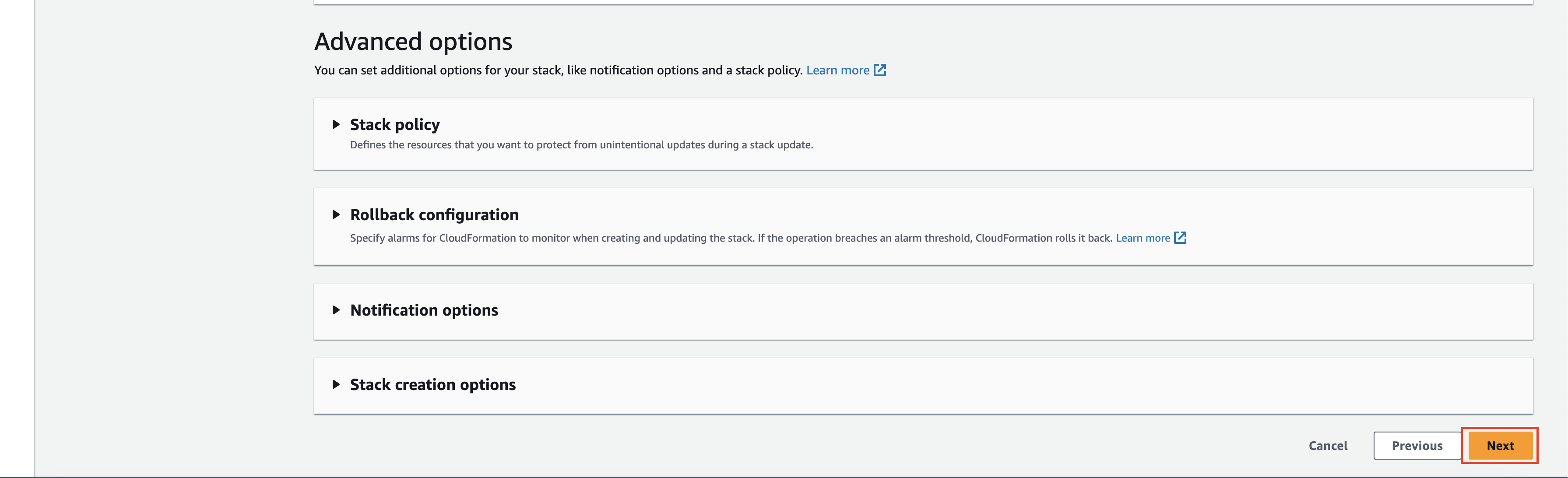 Input of CloudFormation Options4