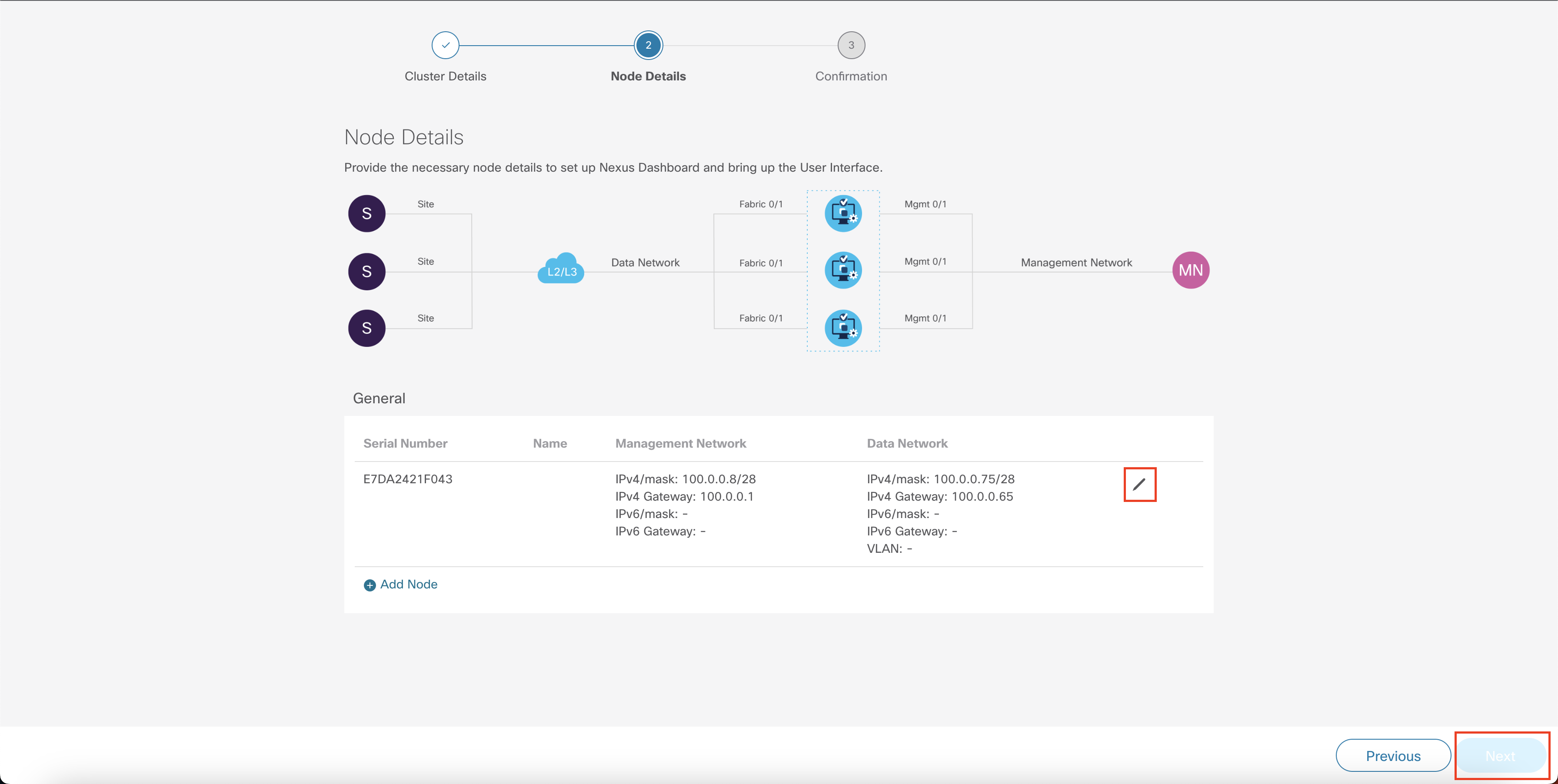 Configuring ND Cluster Infomation